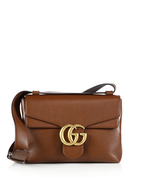 gucci brown leather wide strap shoulder bag|gucci marmont shoulder bag.